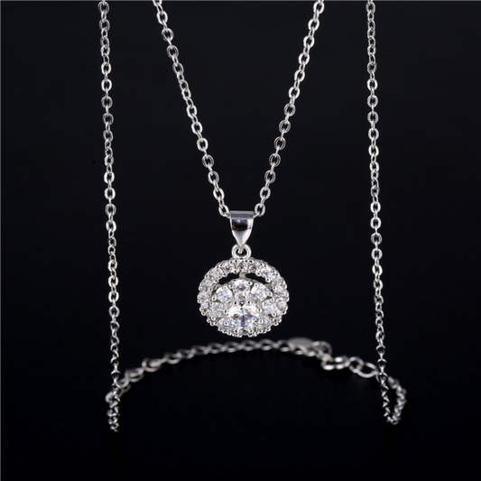 Dames Zilveren Ronde Hanger Ketting  Elegante 925 Sterling Zilveren Halsketting