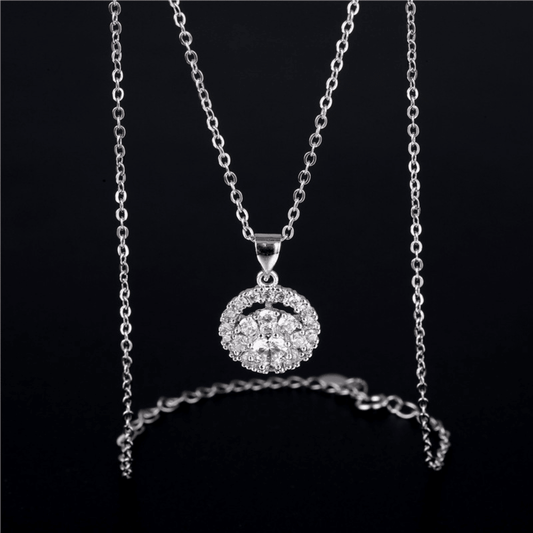 Damen Silber Halskette mit rundem Anhänger Elegante Halskette aus 925er Sterlingsilber
