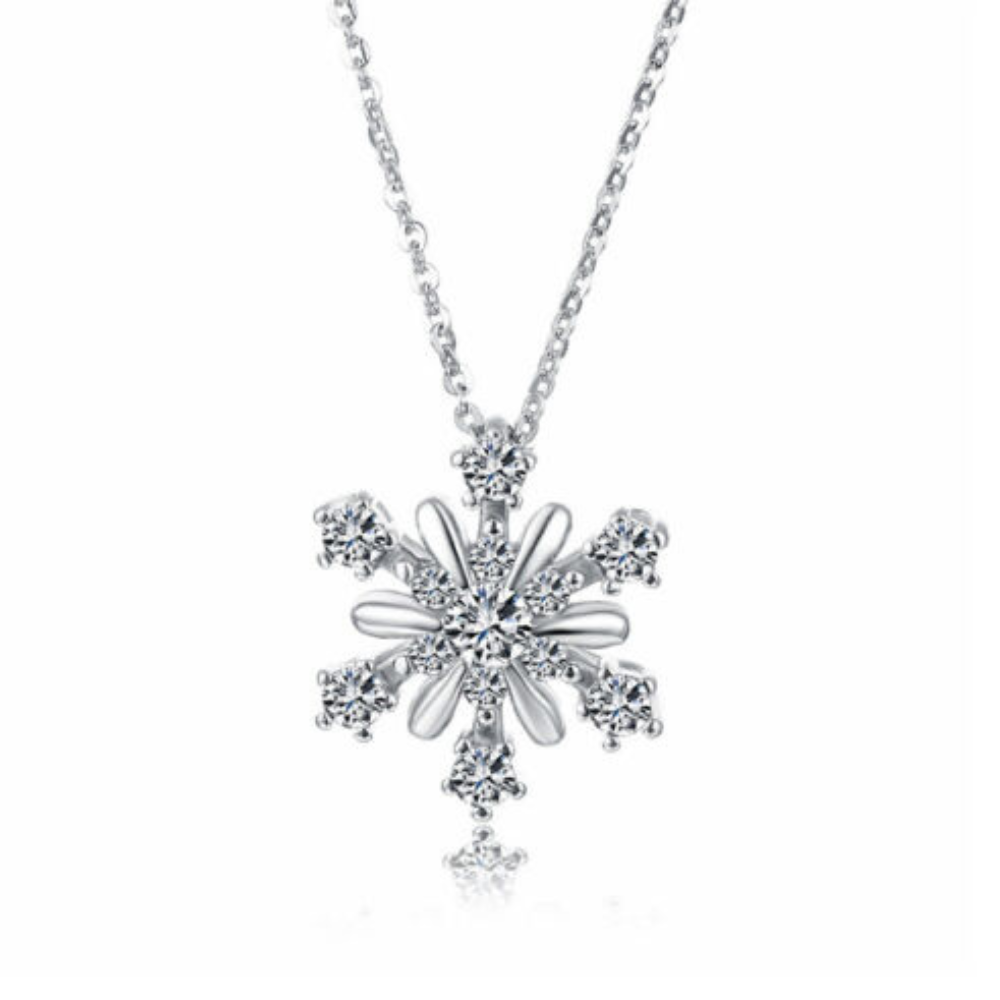 Damen Halskette mit Schneeflocken Anhänger aus 925er Silber