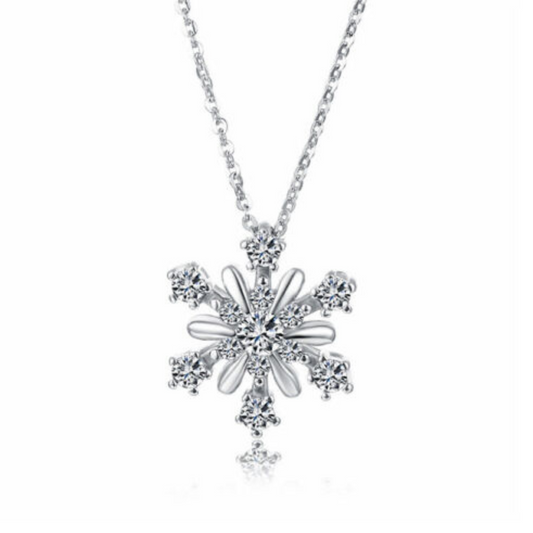 Damen Halskette mit Schneeflocke Anhänger aus 925er Silber
