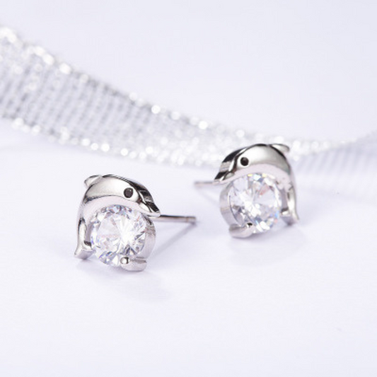 Dames oorbellen 925 Sterling zilveren oorstekers muis oorbellen met zirkonia's