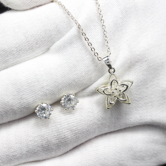 Damen Schmuckset , Klassisch mit Kristallen,Halskette,Ohrring