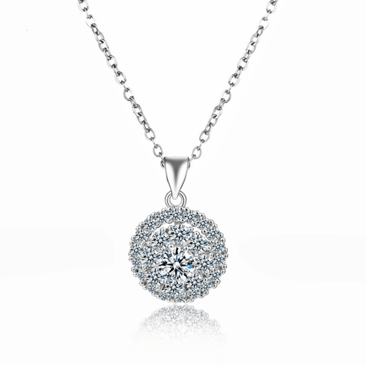 Damen Silber Halskette mit rundem Anhänger Elegante Halskette aus 925er Sterlingsilber