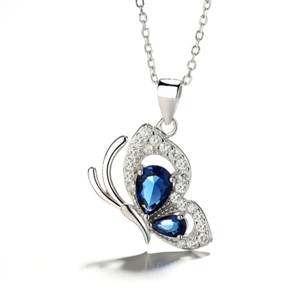 Damen Halskette mit Schmetterling Anhänger aus 925er Sterlingsilber