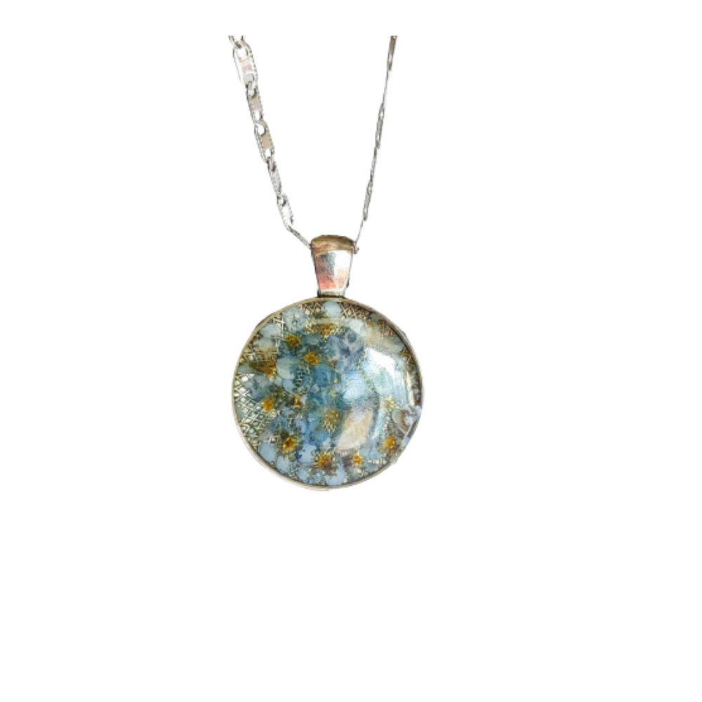 Natürlicher Blumenanhänger, handgefertigter Epoxidschmuck