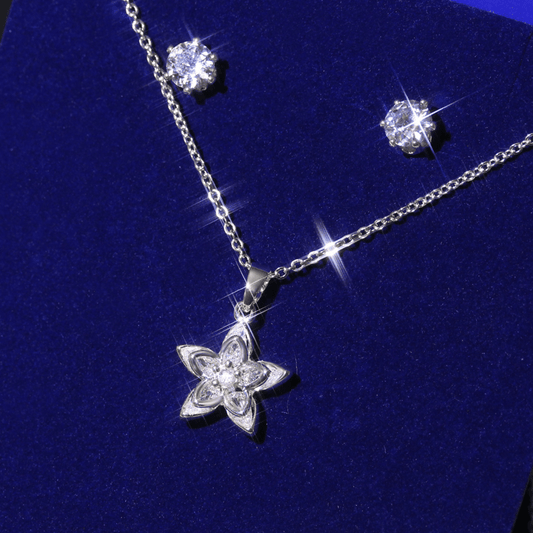 Damen Schmuckset, Klassisch mit Kristallen, Halskette, Ohrring