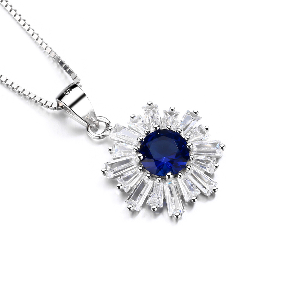 Damen Halskette, 925 Sterling Silber Runder Anhänger, Halskette