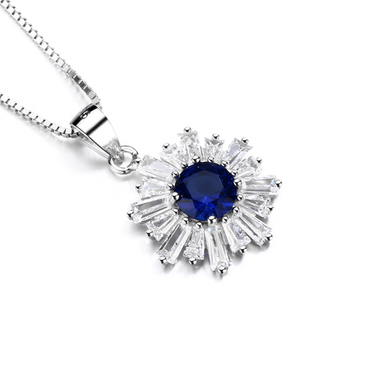 Damen Halskette, 925 Sterling Silber Runder Anhänger, Halskette