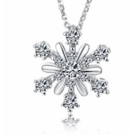 Damen Halskette mit Schneeflocke Anhänger aus 925er Silber