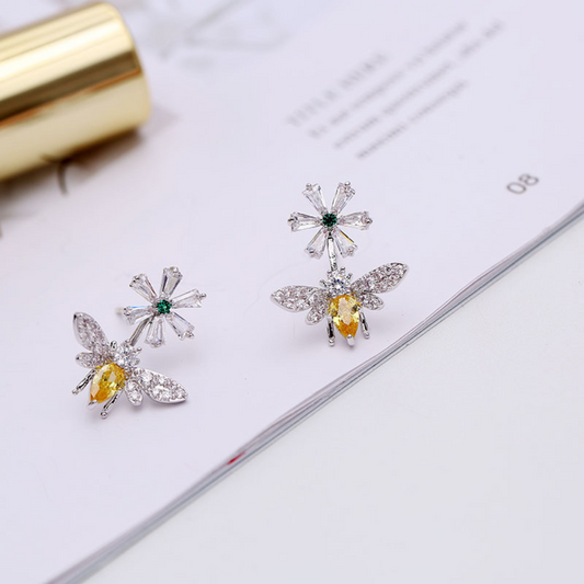 Dames oorbellen 925 Sterling zilveren oorstekers muis oorbellen met zirkonia's