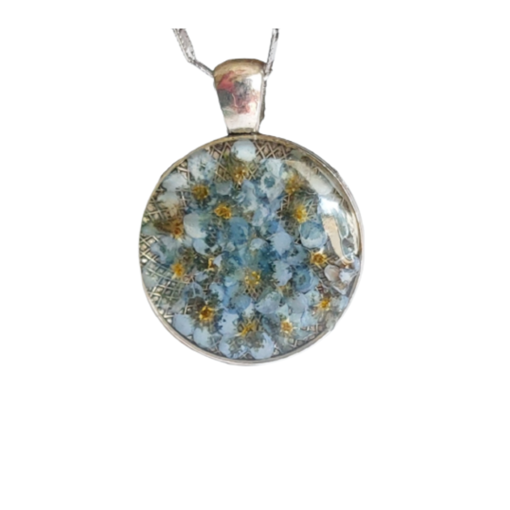 Natürlicher Blumenanhänger, handgefertigter Epoxidschmuck