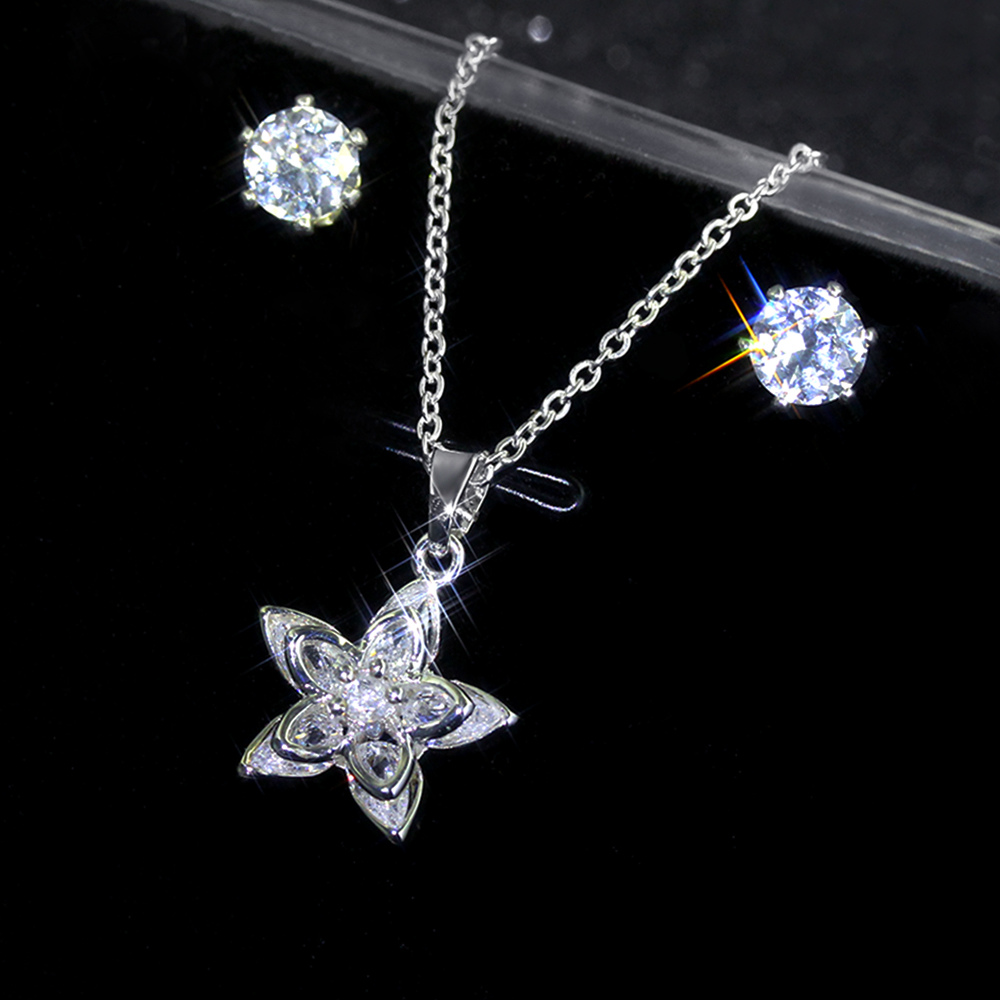Damen Schmuckset , Klassisch mit Kristallen,Halskette,Ohrring