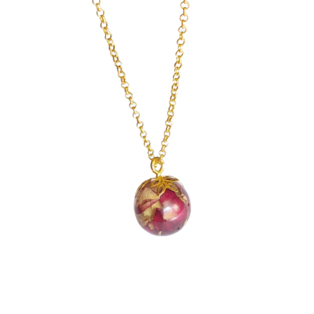 Natürlicher Blumenanhänger, handgefertigter Epoxidschmuck