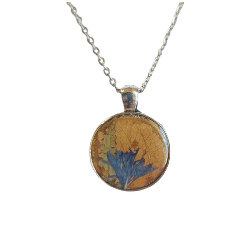 Natürlicher Blumenanhänger, handgefertigter Epoxidschmuck