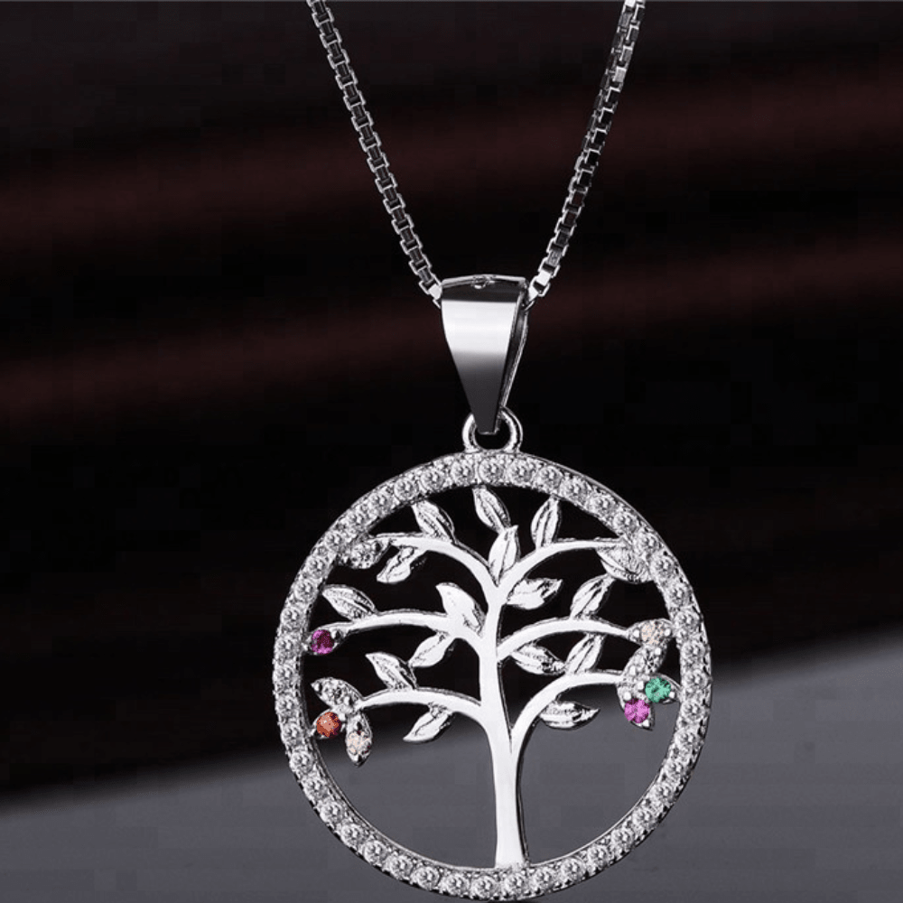 Lebensbaum Halskette in 925 Silber, Symbolische Damen Halskette in Sterling Silber