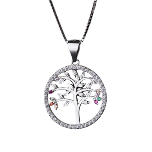 Lebensbaum Halskette in 925 Silber, Symbolische Damen Halskette in Sterling Silber