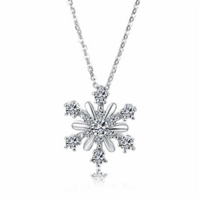 Damen Halskette mit Schneeflocken Anhänger aus 925er Silber