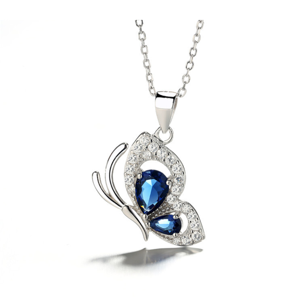 Damen Halskette mit Schmetterling Anhänger aus 925er Sterlingsilber