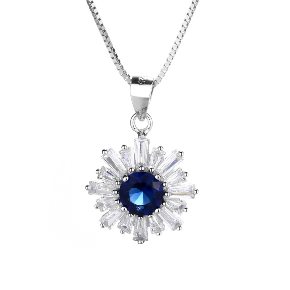 Damen Halskette, 925 Sterling Silber Runder Anhänger, Halskette