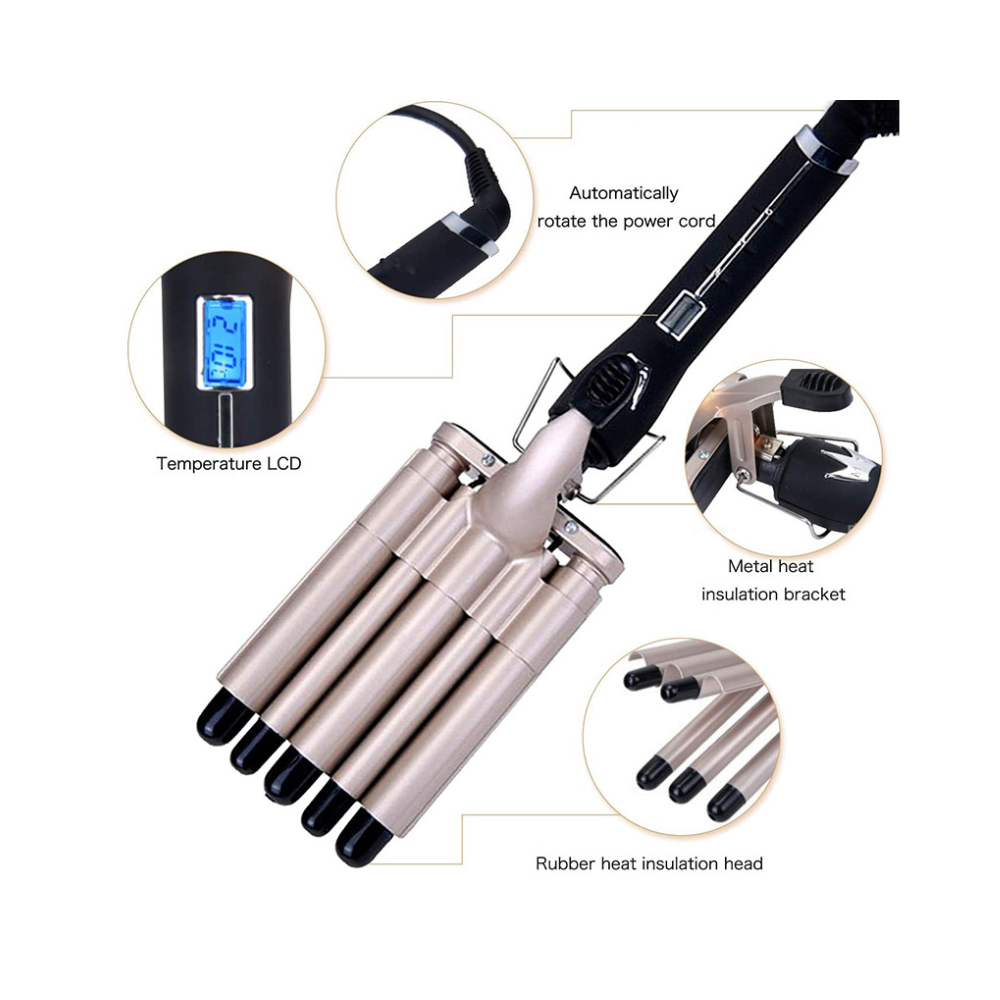 Lockenstab 5 Fässer Welleneisen für Haare 25mm Lockenwickler mit Wellenstyler