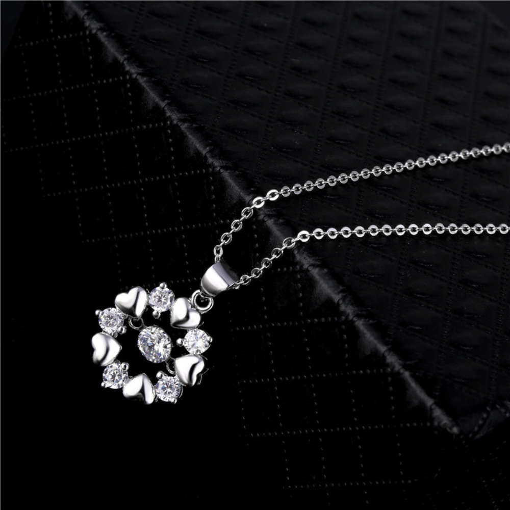 Damenhalskette, 925 Sterling Silber Halskette mit rundem Anhänger