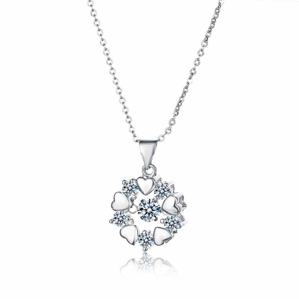 Damenhalskette, 925 Sterling Silber Halskette mit rundem Anhänger